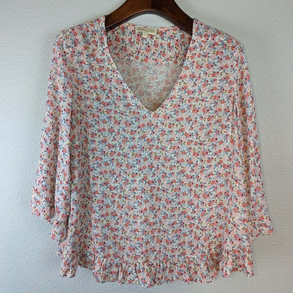Cynthia Rowley Small Floral Lightweight Blouse Size XL